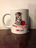 CANECA PORCELANA BRANCA I LOVE CAT