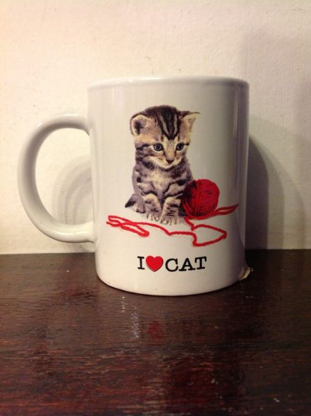 CANECA PORCELANA BRANCA I LOVE CAT