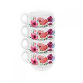 CONJUNTO 4 XÍCARAS DE CAFÉ EMPILHÁVEIS MÃE MINHA FLOR