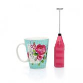 CANECA COM MIXER DETALHES FLORIDOS