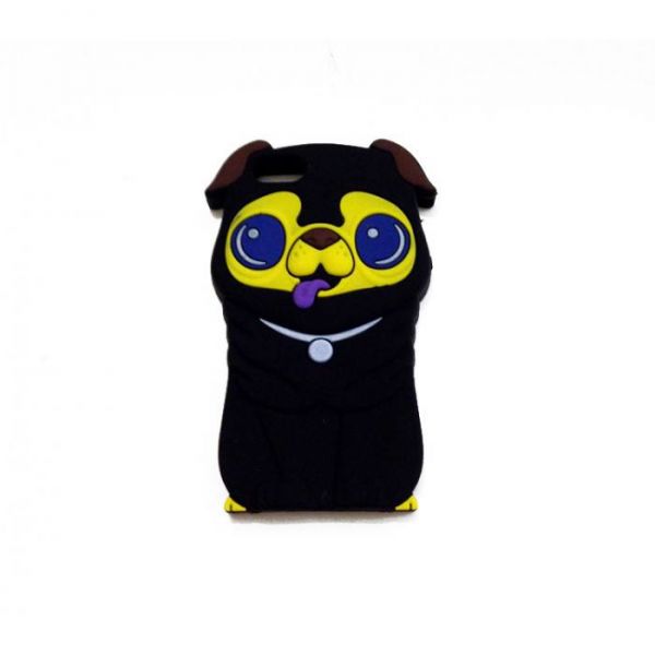 CASE SILICONE PUG PRETO IPHONE 5