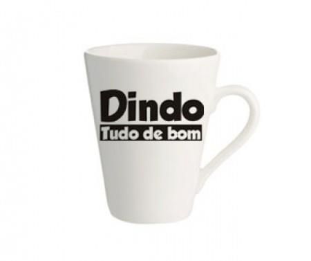 CANECA BRANCA PORCELANA DINDO TUDO DE BOM