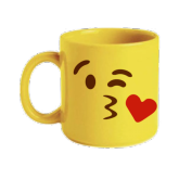 CANECA AMARELA EMOJI BEIJO APAIXONADO