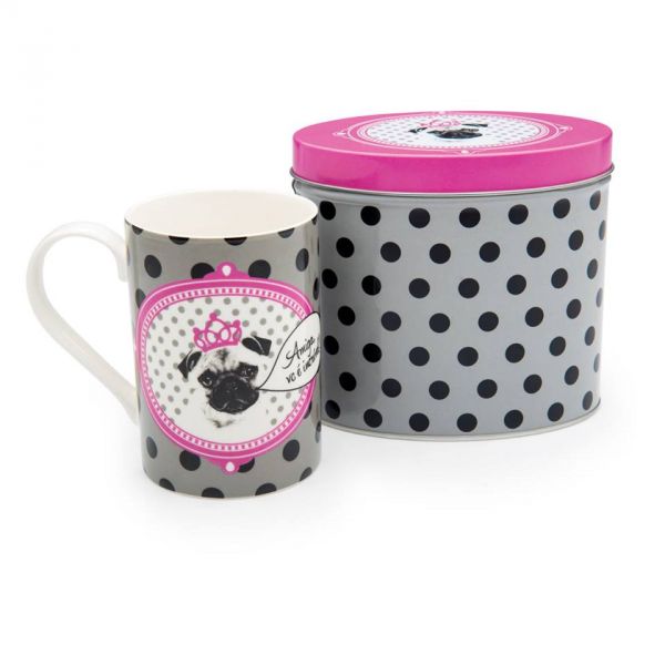 CANECA NA LATA PINK PUG