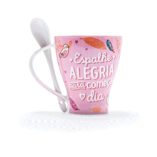 CANECA COM COLHER ESPALHE ALEGRIA