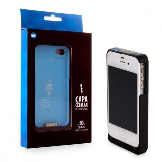 CAPA CELULAR 4/4S RECARREGAVEL - PRETO E AZUL